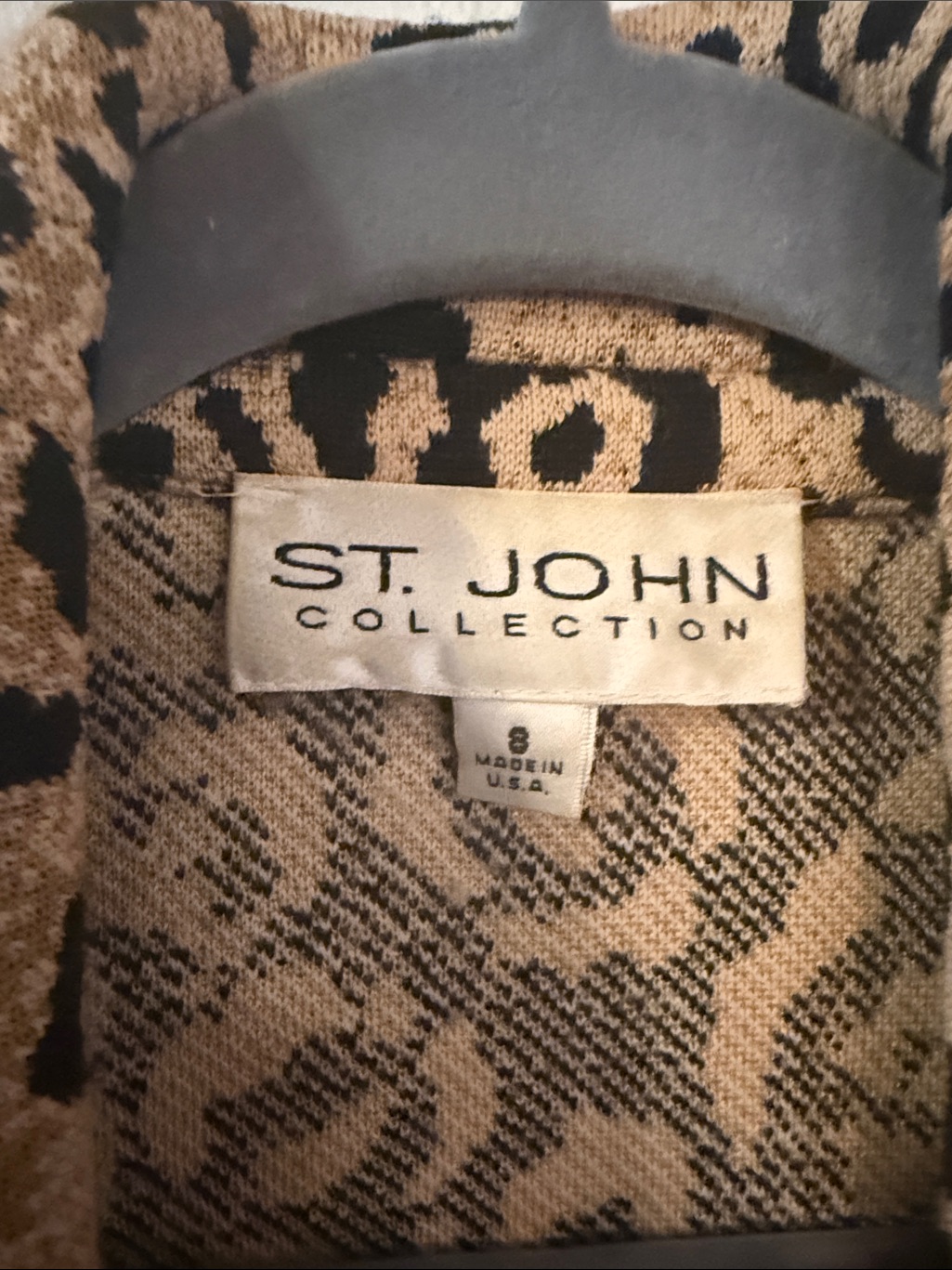 St. John Collection Tan And Black Animal Print Sweater — image 3 of 3